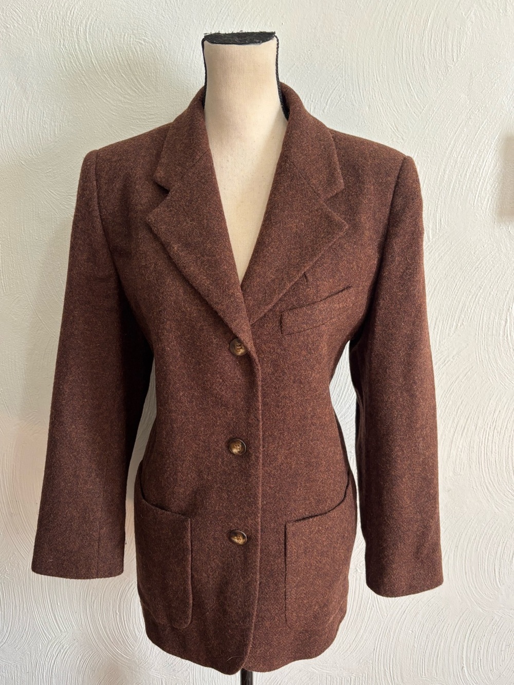 Vtg Eddie Bauer Brown Women's Blazer/Coat 100% Wool Academia Preppy Sm P